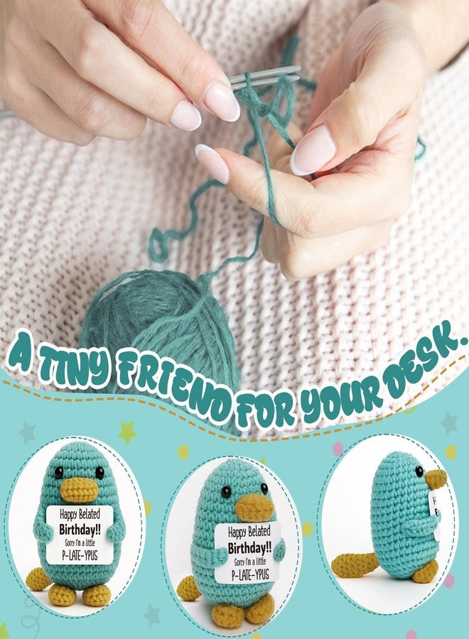 Frabaca Funny Belated Birthday Gift for Women Men - Mini Handmade Crochet Platypus Plush with Humorous Message Card, Cute Gag Gift for Best Friends, Family & Coworkers, Unique Late Birthday Present - Image 3